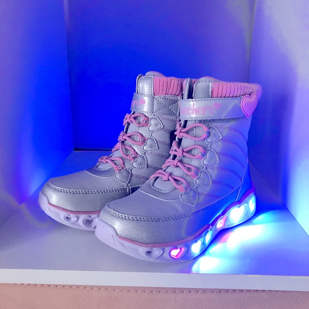 Light up hearts sketchers winter girls boots